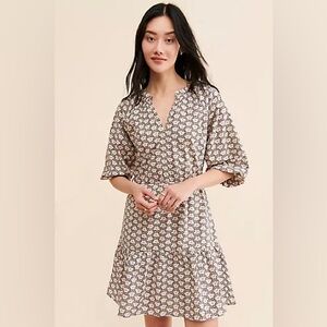 bishop + young Pink and Cream Floral Midi Dress